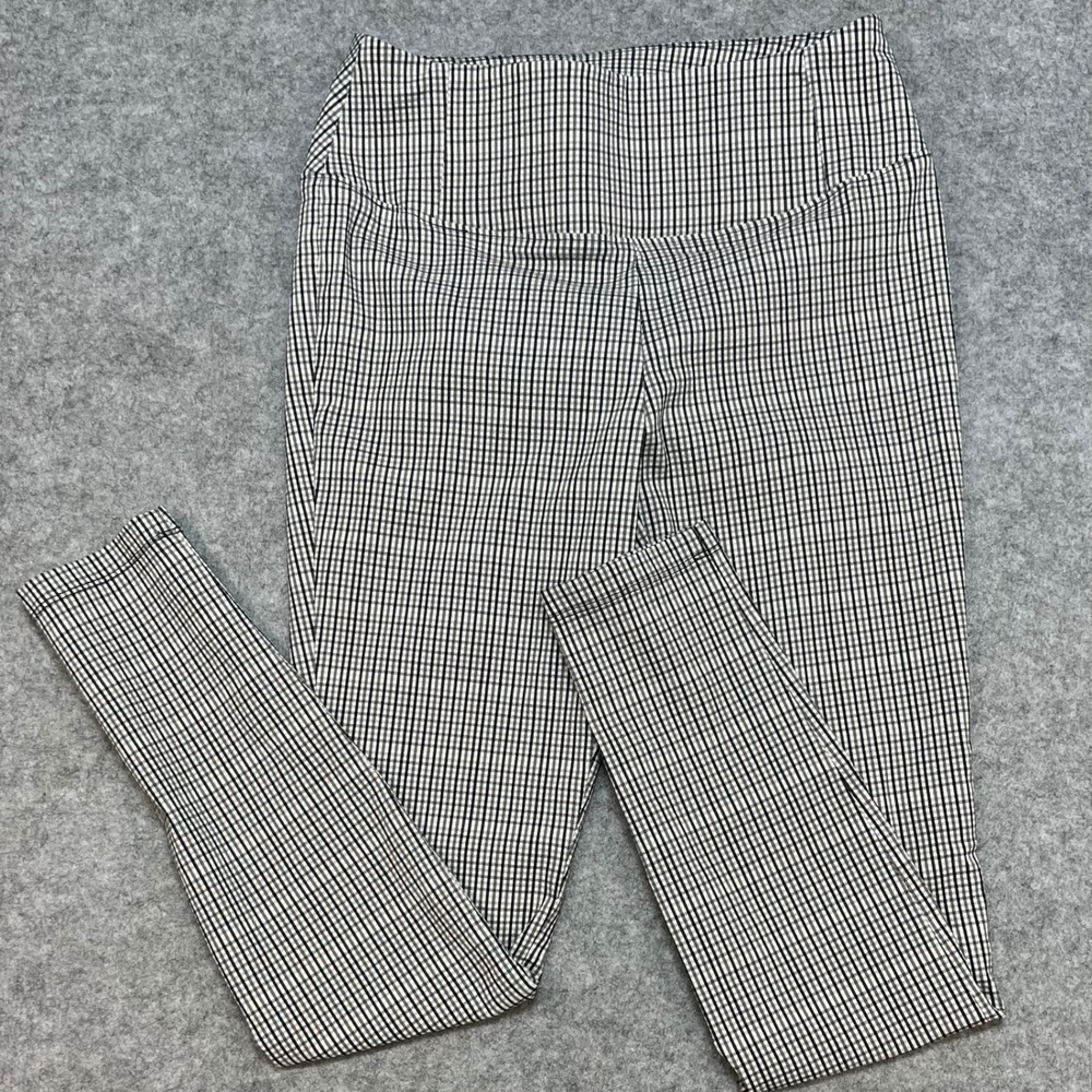 Worthington Black White Gingham Skinny Pull On Stretch Pants High Rise Size 2